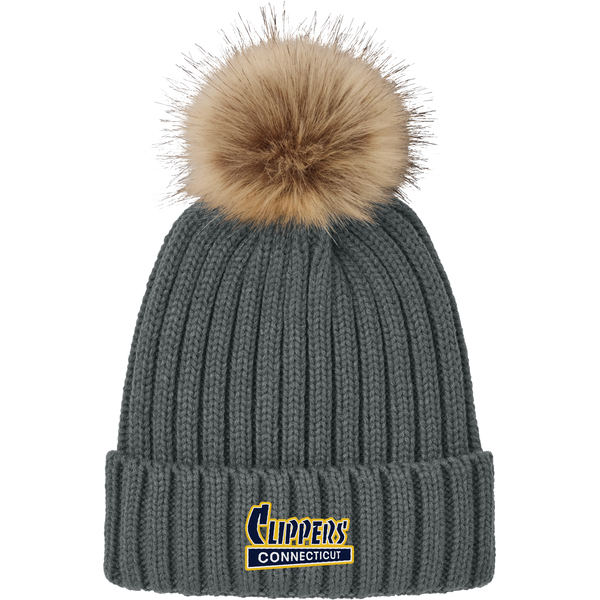 CT Clippers Faux Fur Pom Beanie